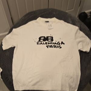 Balenciaga White Tee with Black Graphic